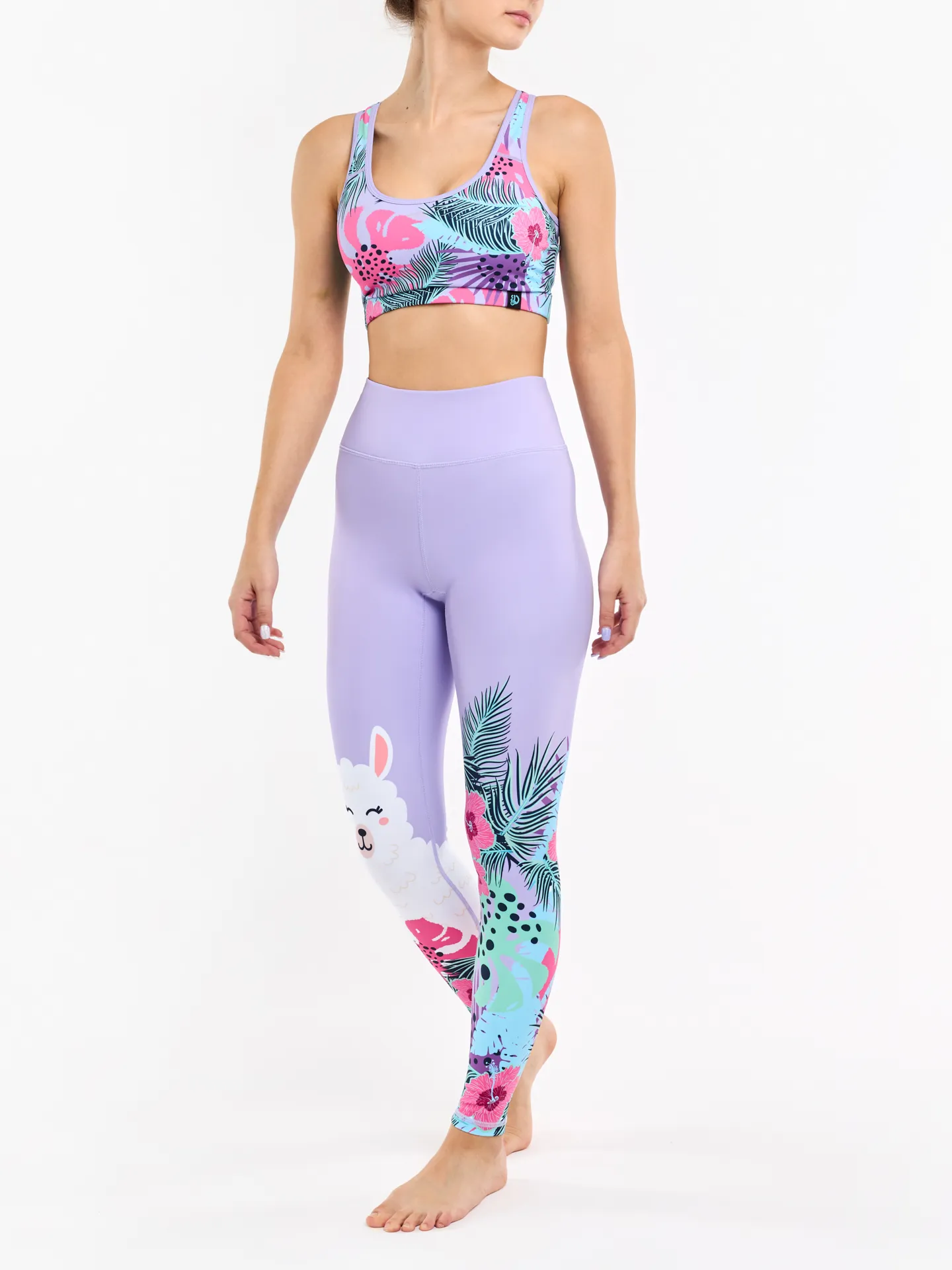 Veselé fitness legíny Lama a květiny - Image 3