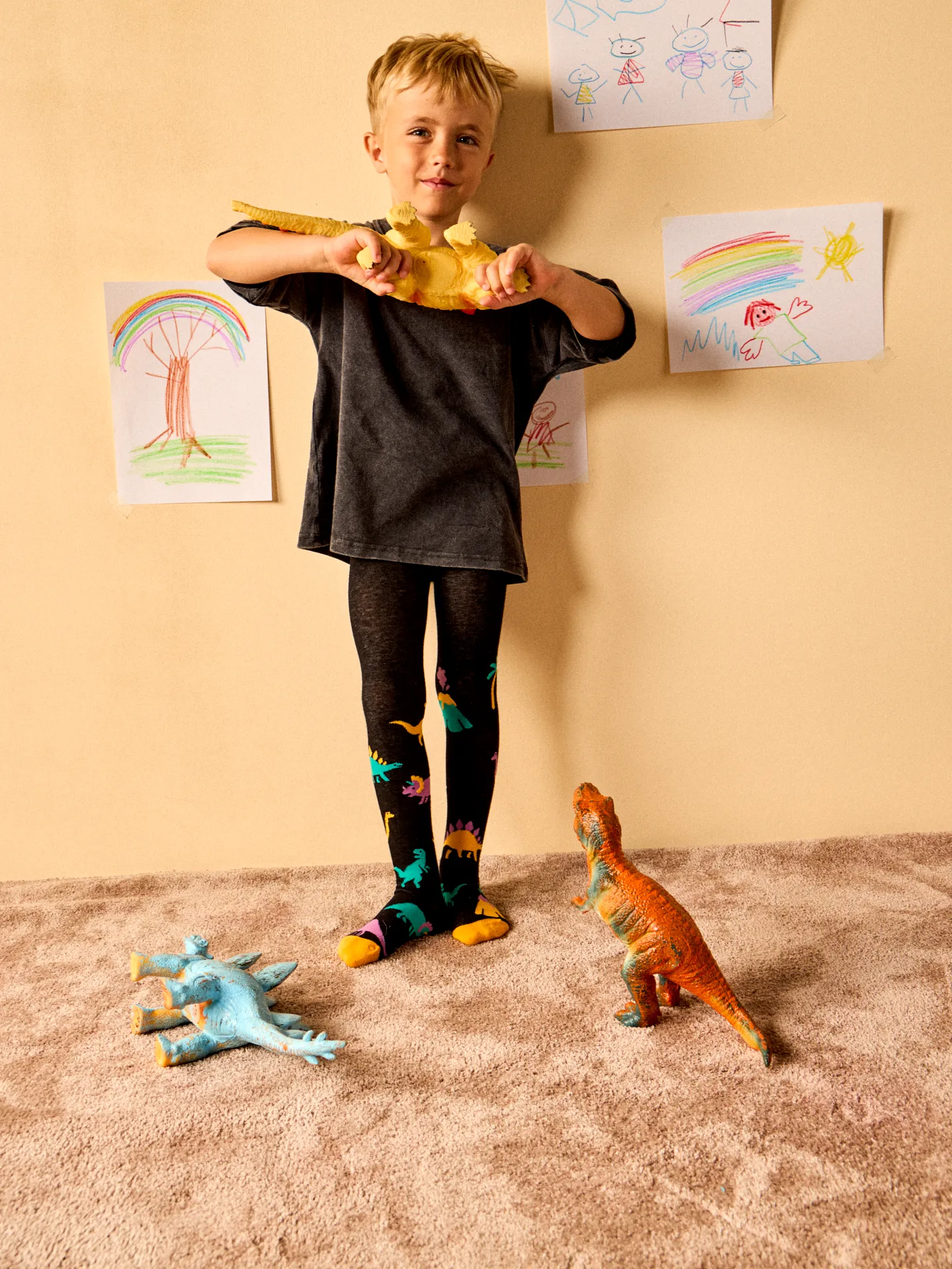 Veselé dětské punčošky Dinosauři a sopky - Image 4