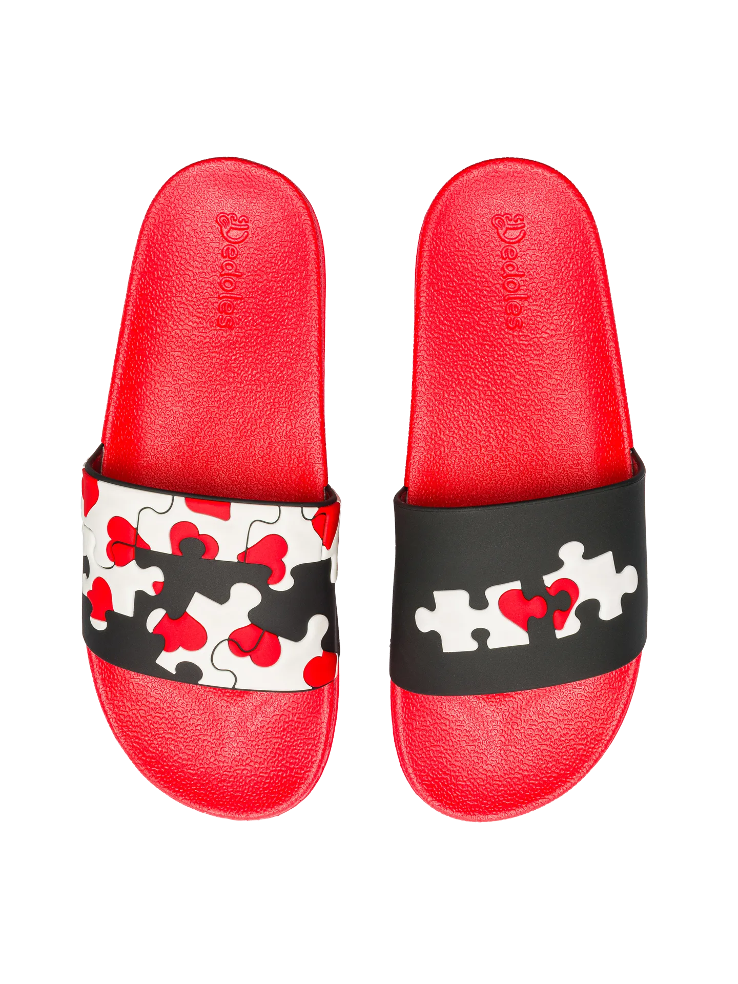 Veselé pantofle Puzzle se srdíčky