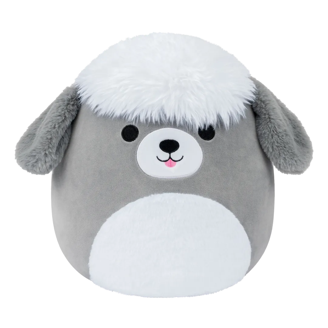 SQUISHMALLOWS Šedo-bílý ovčácký psík Arnold, 13 cm