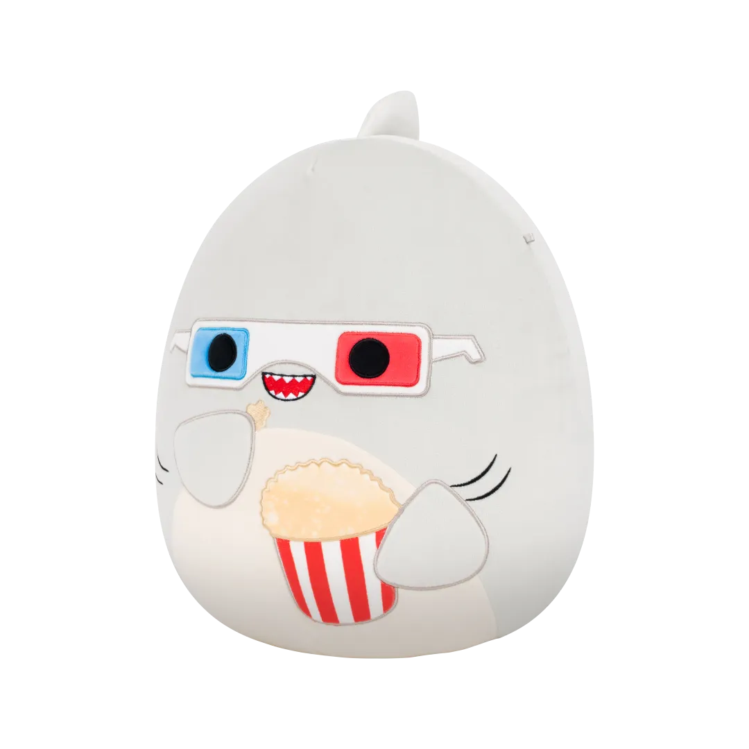 SQUISHMALLOWS Šedý žralok s popcornem – Gordon, 35 cm - Image 3