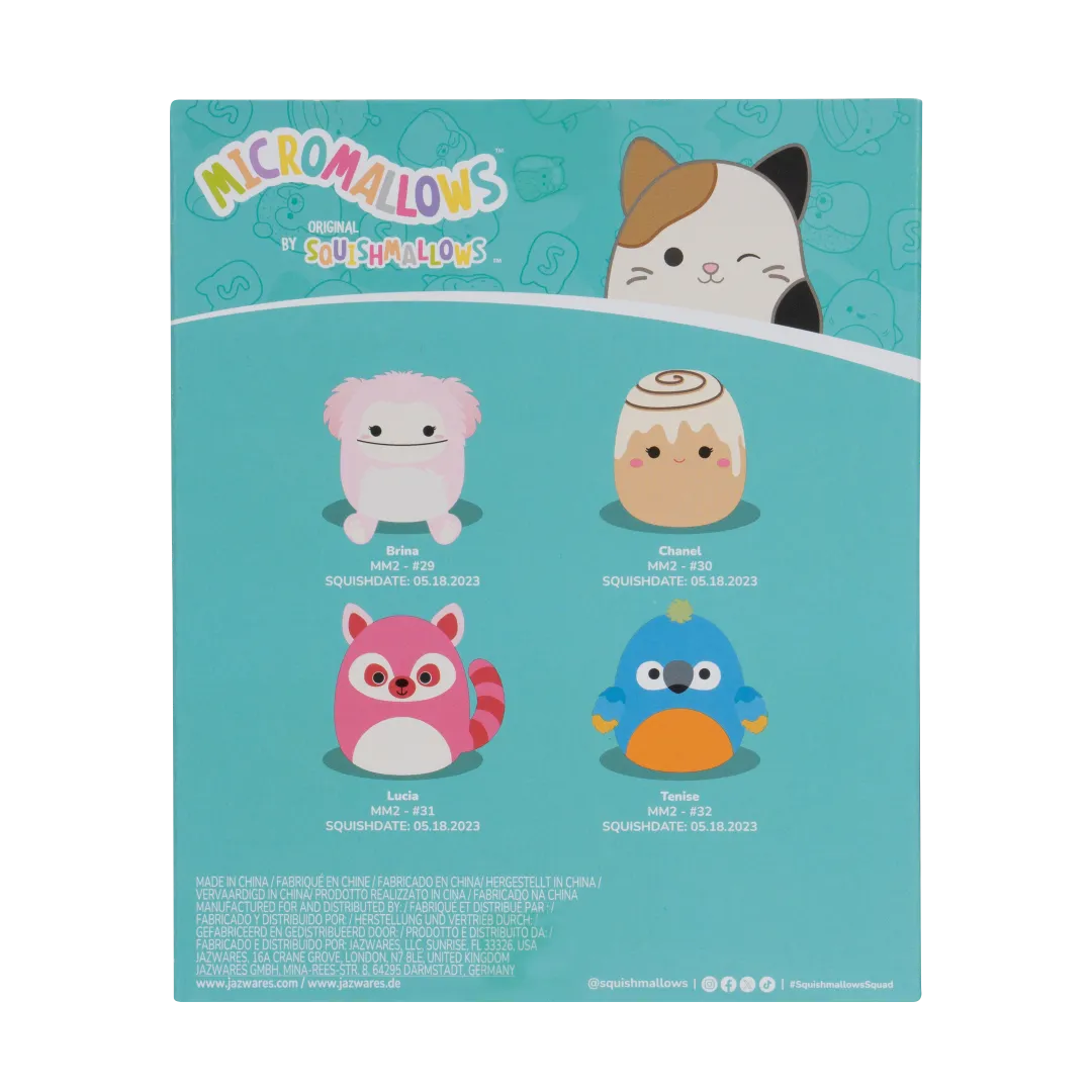 SQUISHMALLOWS Micromallows 4Pack – medvídek mýval, bigfoot, ara, skořicová rolka - Image 4