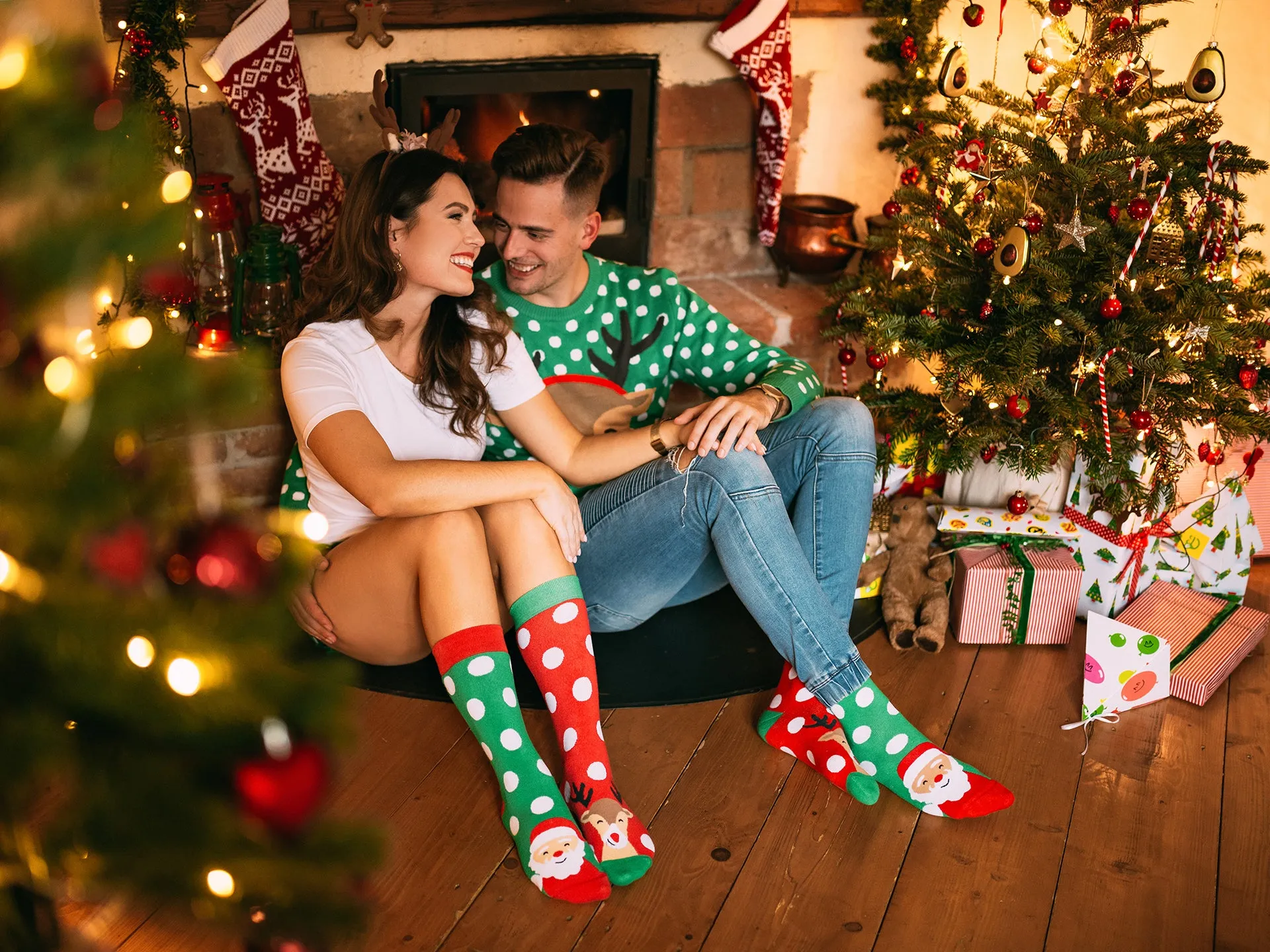 Veselé teplé ponožky Santa a Rudolf - Image 2